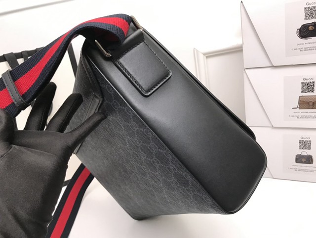Gucci專櫃款男包 474138 古馳男士斜挎包 地球衛星刺繡pvc 古奇男士單肩包  gqy3539